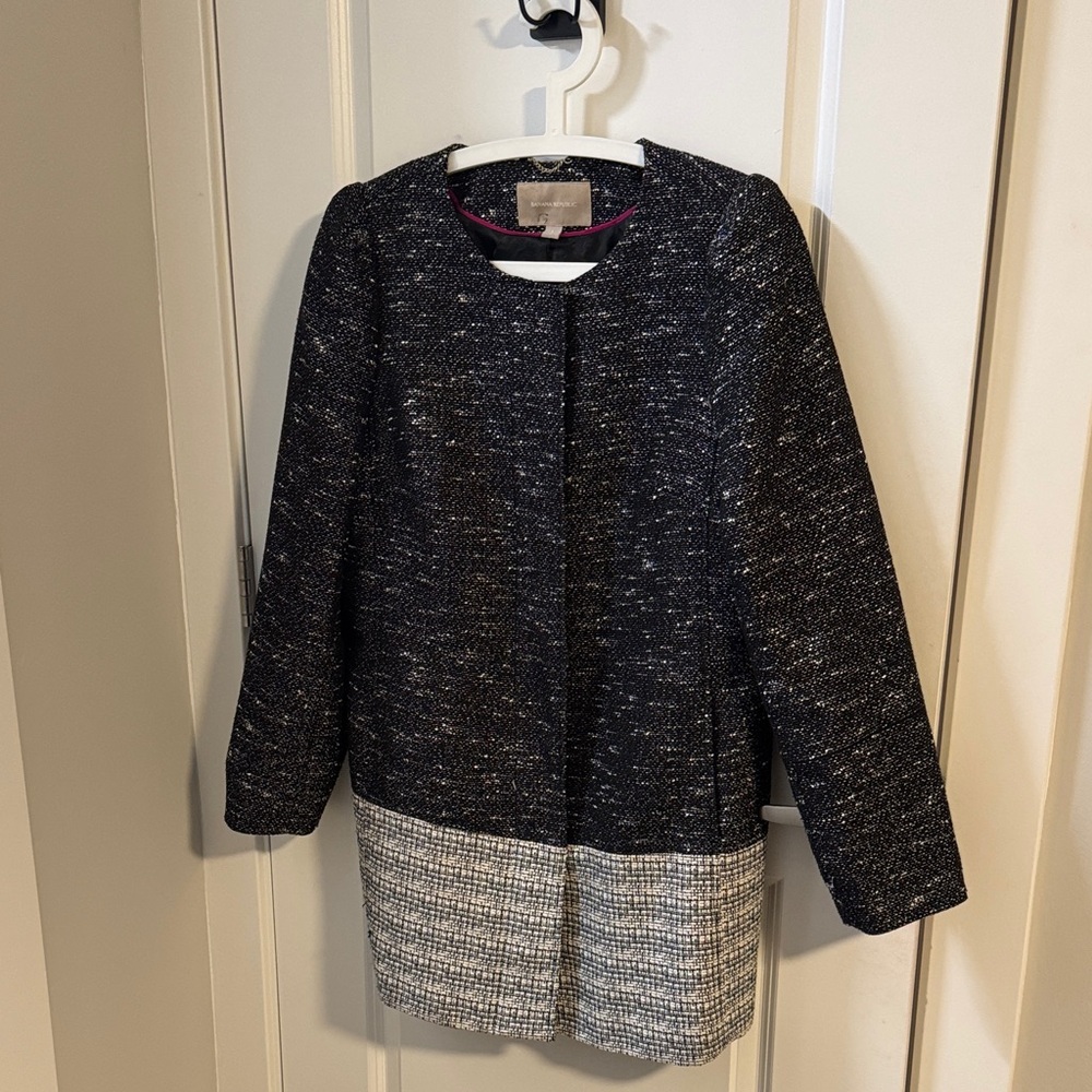 Banana Republic Black and Gray Tweed Blazer